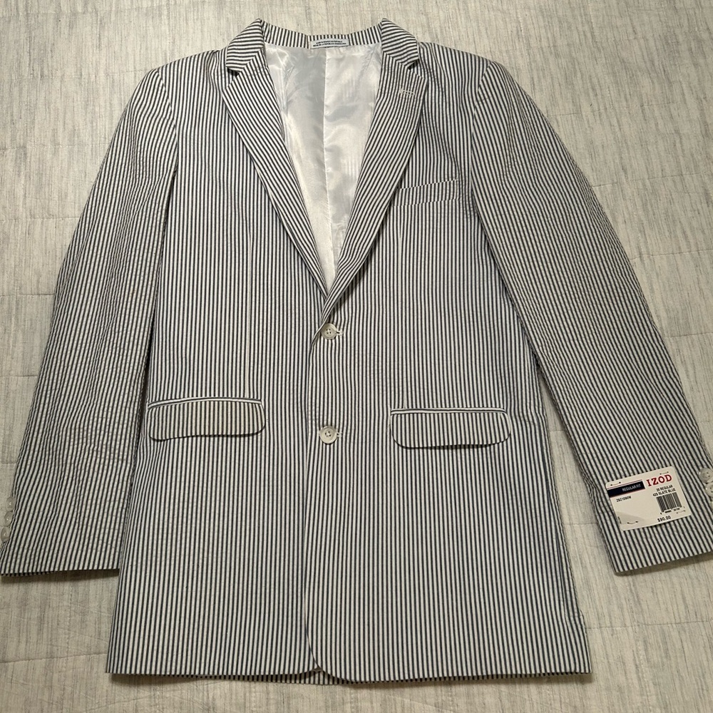 Izod Seersucker Blue and White Jacket. Size 20 Regular.